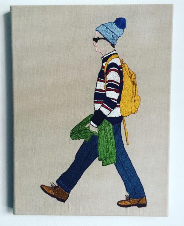 Berlin 2, Handmade Embroidery on canvas