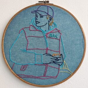 Bodywarmer, Hand embroidery in ring