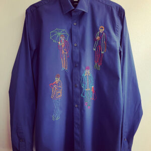 Navy Embroidered Mens Shirt Size Medium