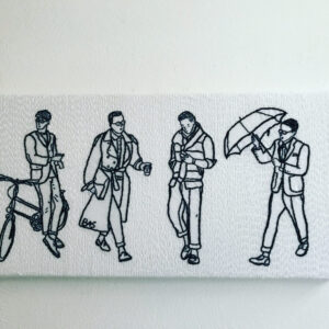 It's Raining Men, hand embroidery on canvas