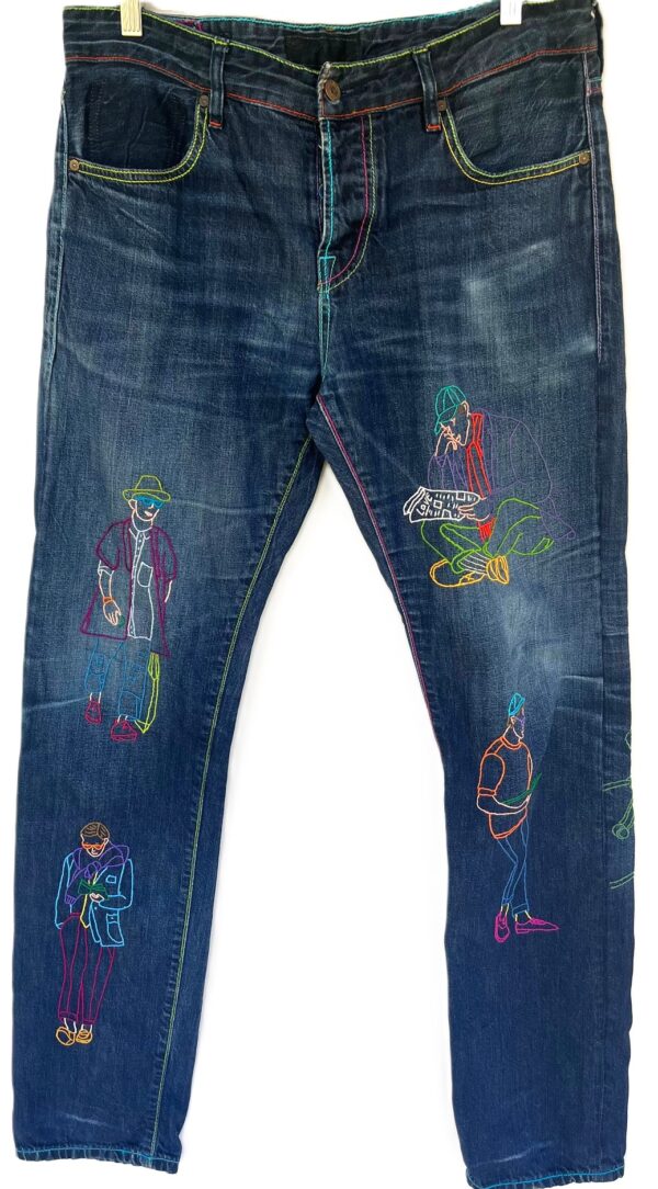 Jeans Multicolor hand embroidered