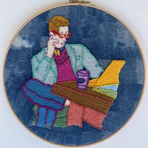 Denim Laptop Full Color hand embroidery in ring