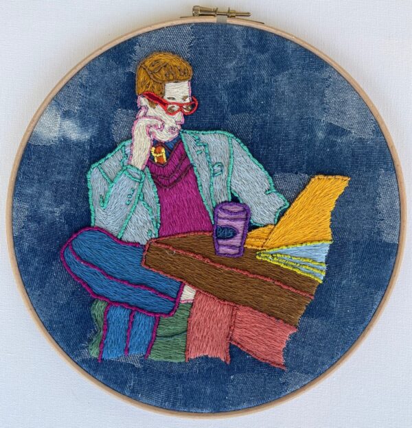 Denim Laptop Full Color hand embroidery in ring