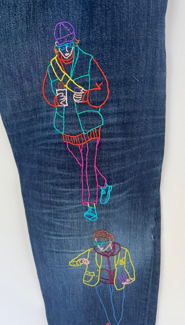 Jeans Multicolor hand embroidered