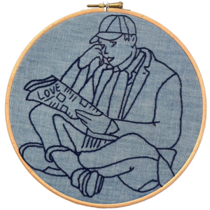 Bastiaan Thijssen Denim Newspaper 1, Hand embroidery in ring
