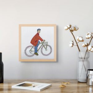 Bastiaan Thijssen Embroidery Bike on canvas in frame
